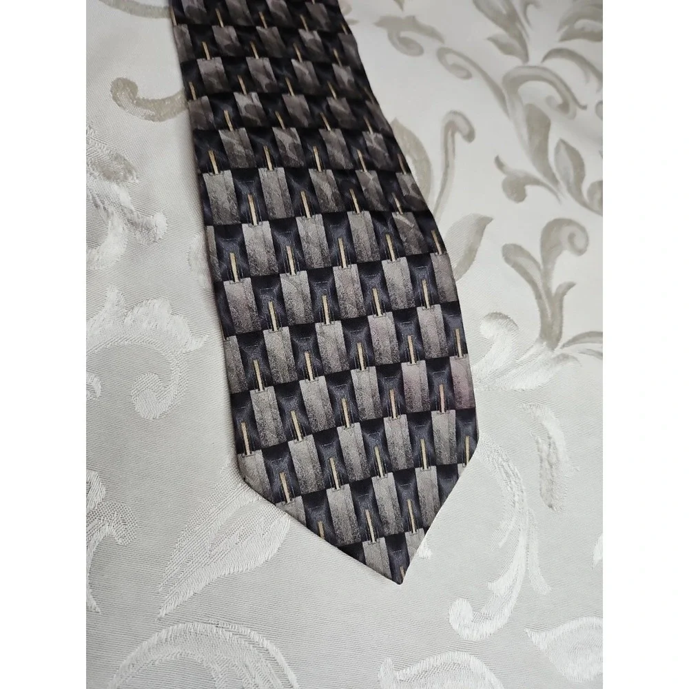 ENRICO GUCCINI 100% Silk Tie‎ Blue/Gray Abstract Classic Paris/Rome